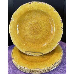 Pier 1 Imports Carmelo Melamine Dinner Plates 10.5 Inch Yellow Crackle Set Of‎ 5